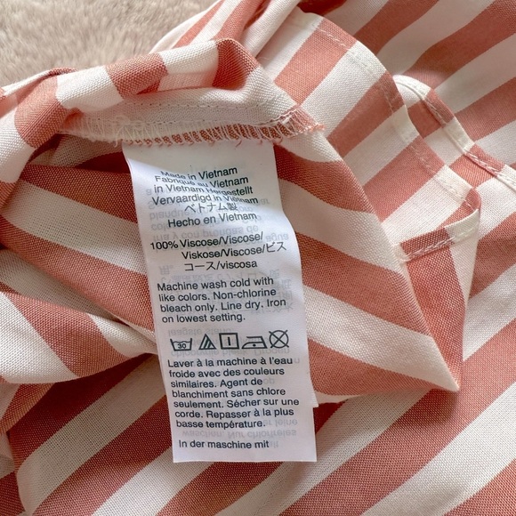 NWT Madewell Courtyard Ruffle Hem Peplum Striped Top Blush Size S - Picture 7 of 7